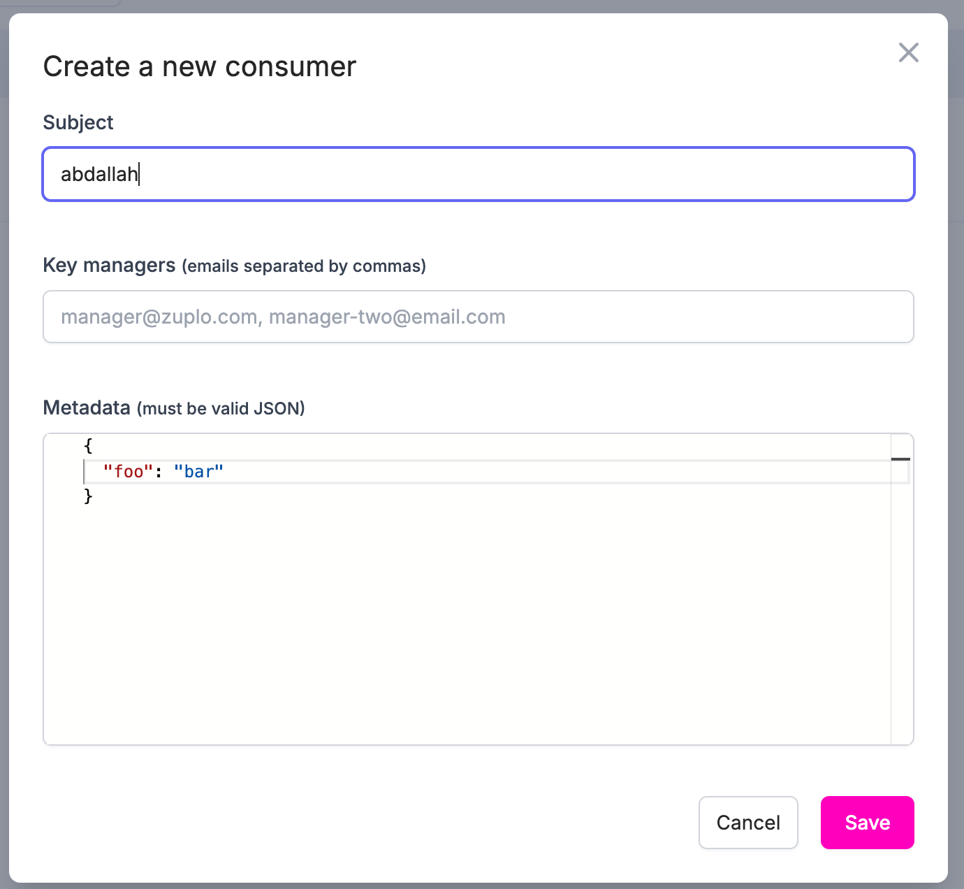 Create API Key consumer