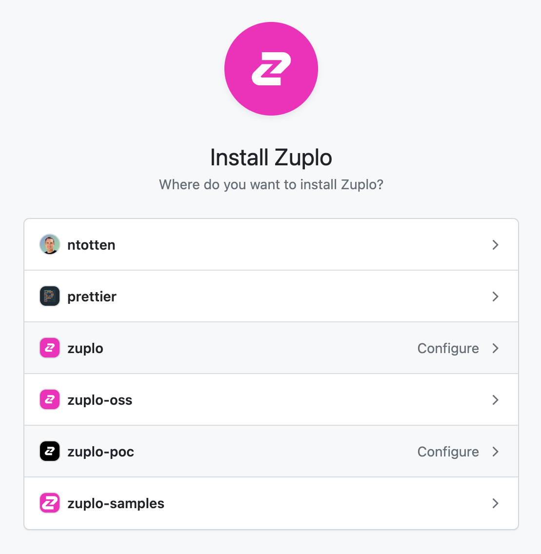 Installing Zuplo app