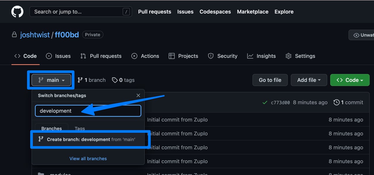 Create new branch