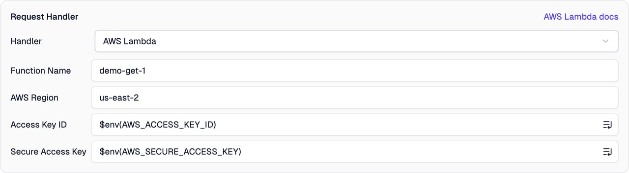 AWS handler configuration
