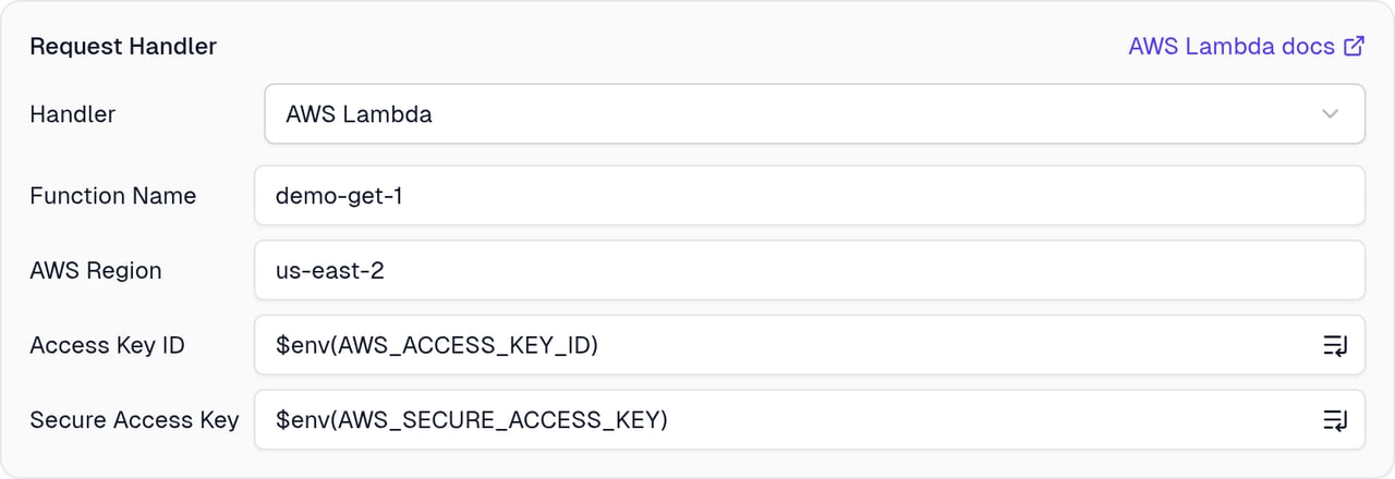 AWS handler configuration