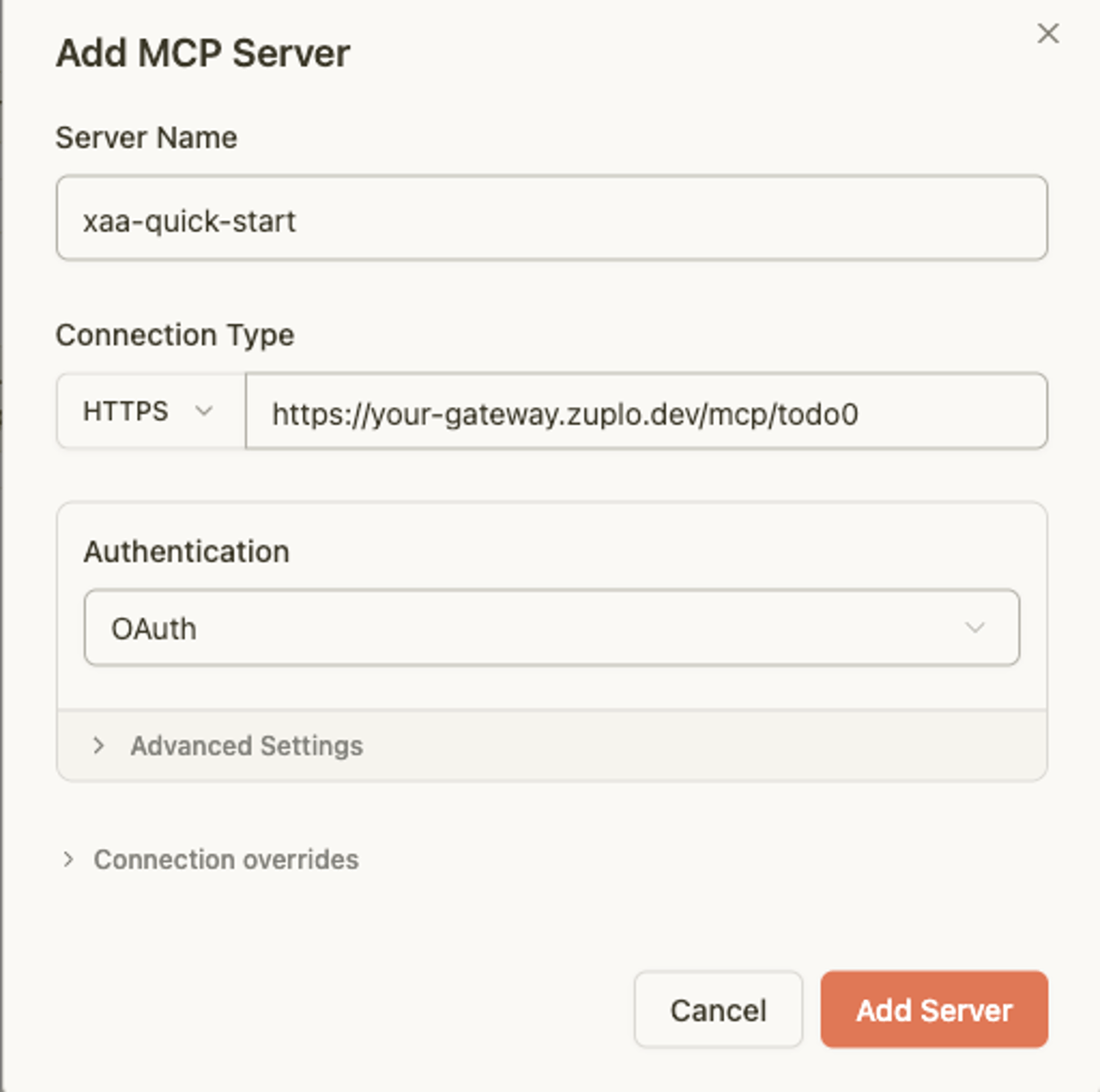 Add the gateway as an MCP server in MCP Jam