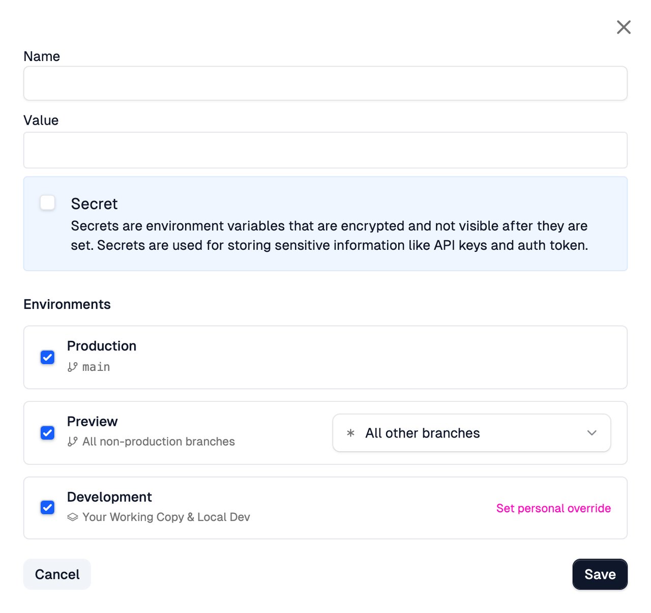 Adding a new environment variable