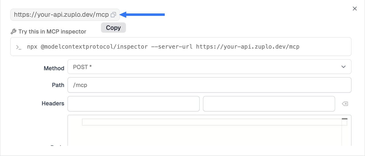 Copy MCP Server URL