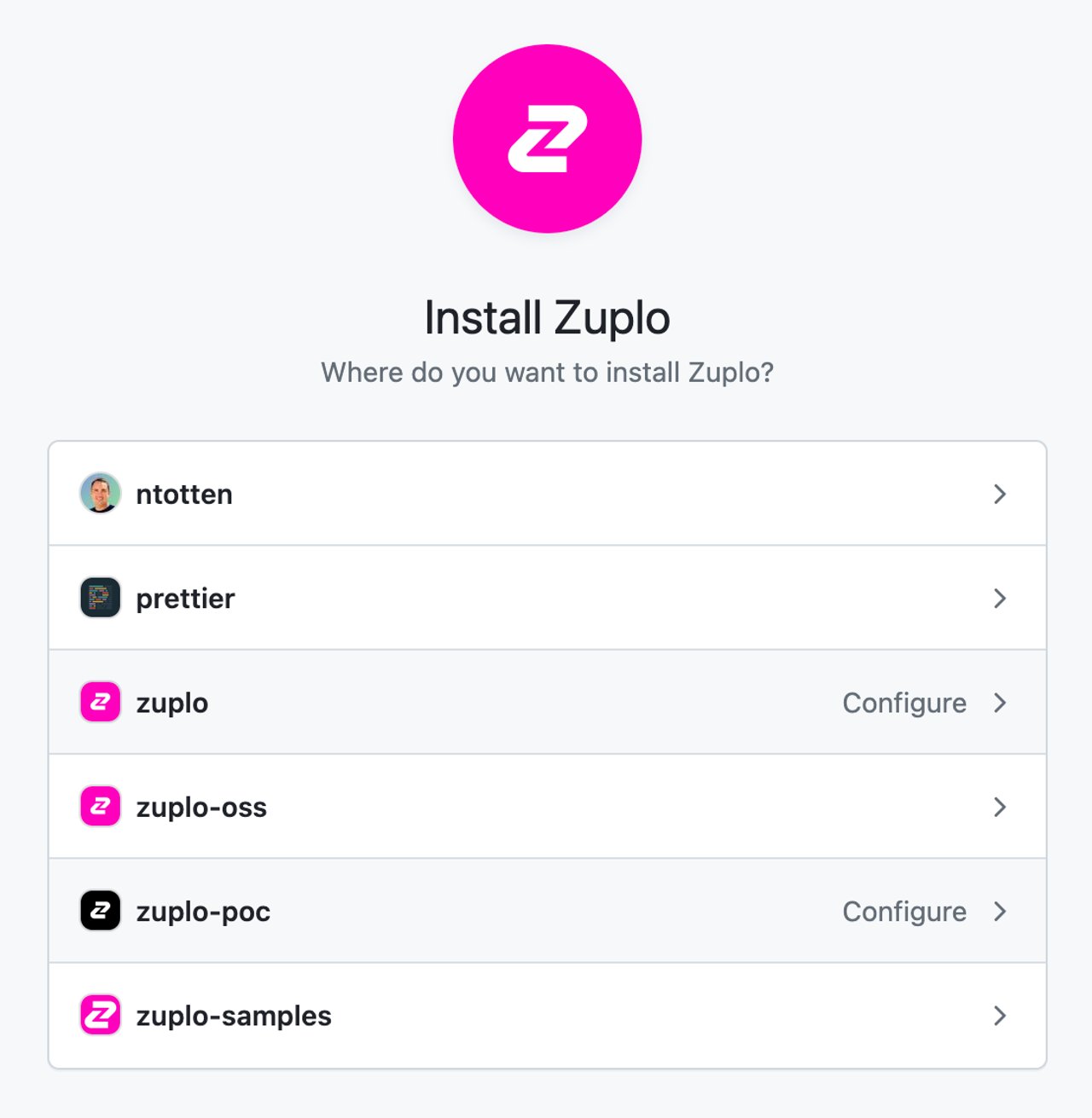 Installing Zuplo app