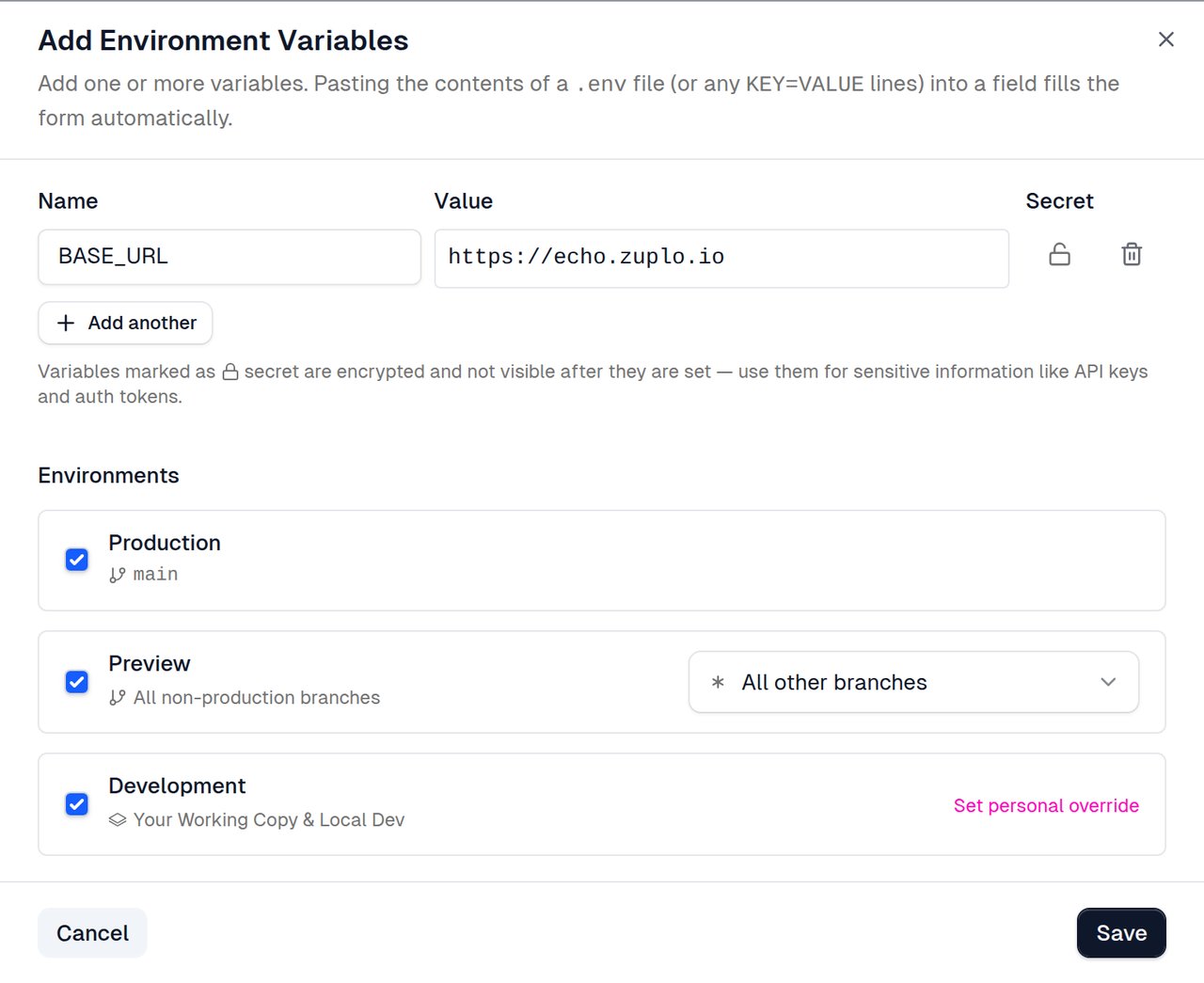BASE_URL Environment Variable