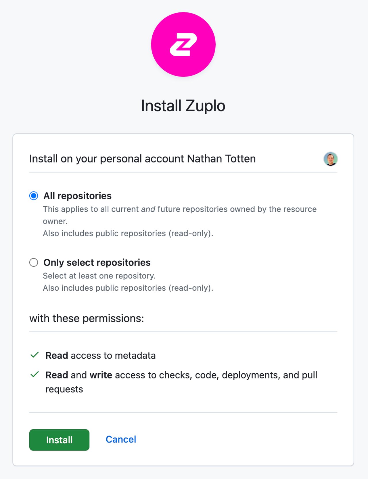 Choosing repository to install