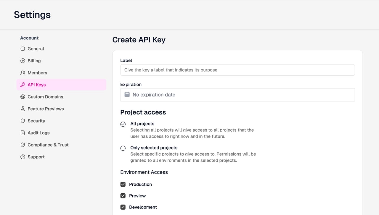 Create API Key
