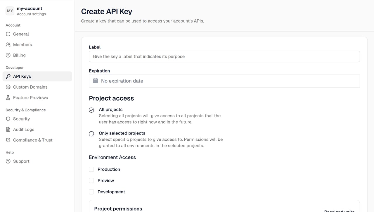 Create API Key