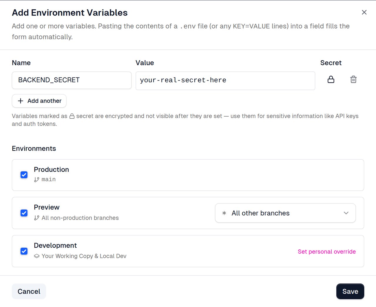Set Environment Variable