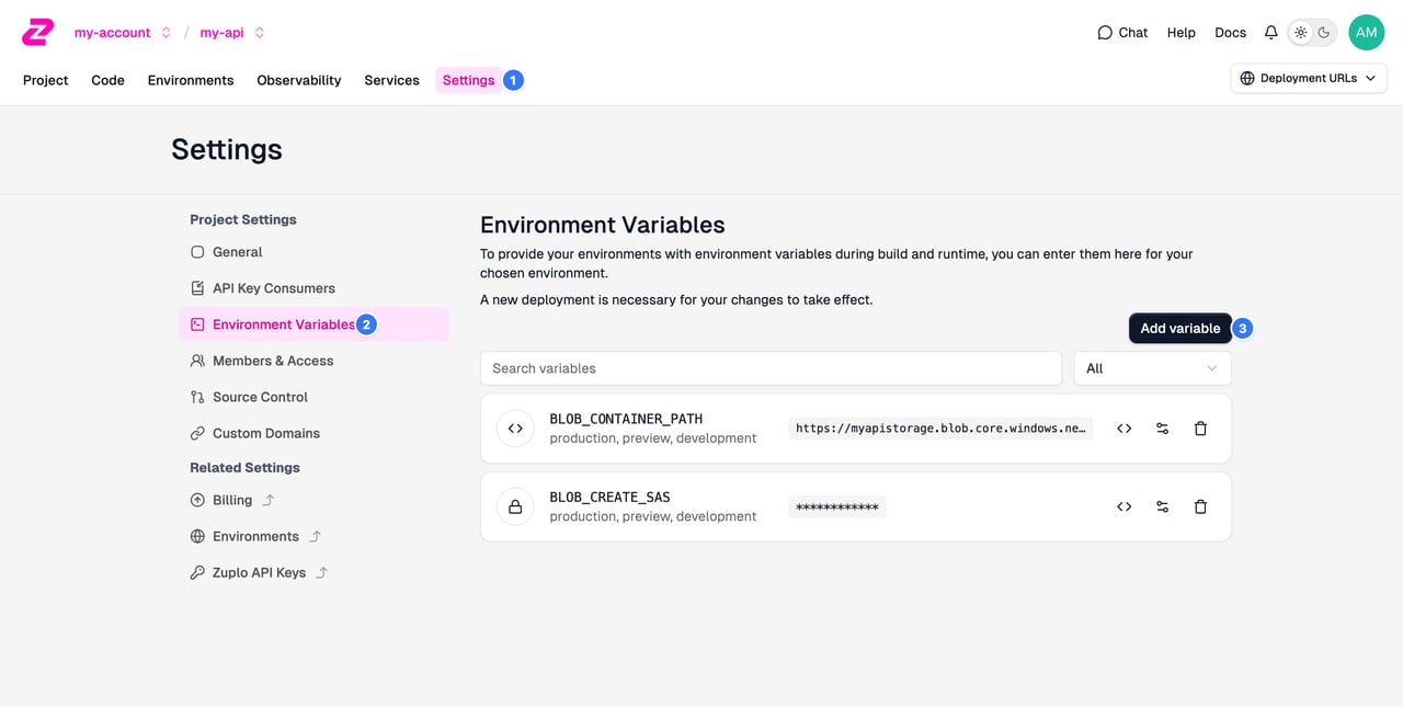 Click Environment Variables