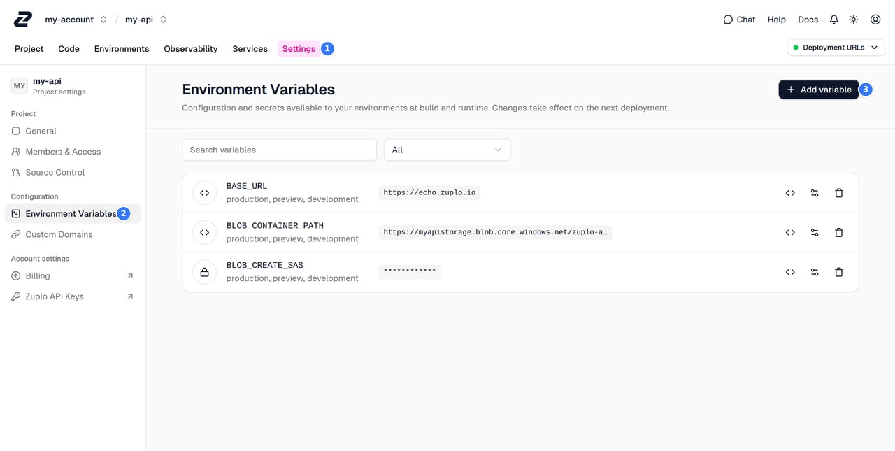 Click Environment Variables
