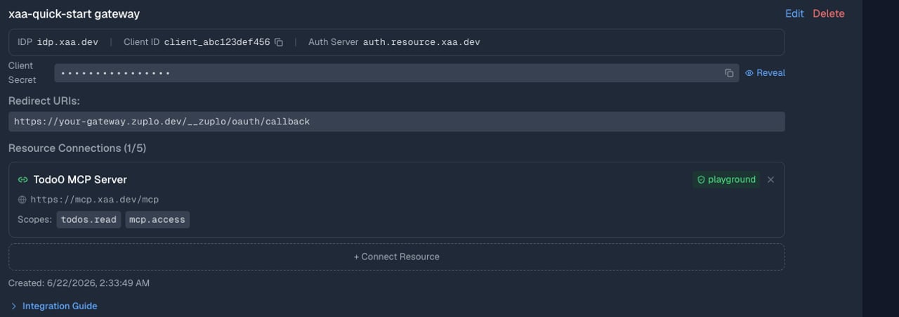 Registered requesting app on xaa.dev