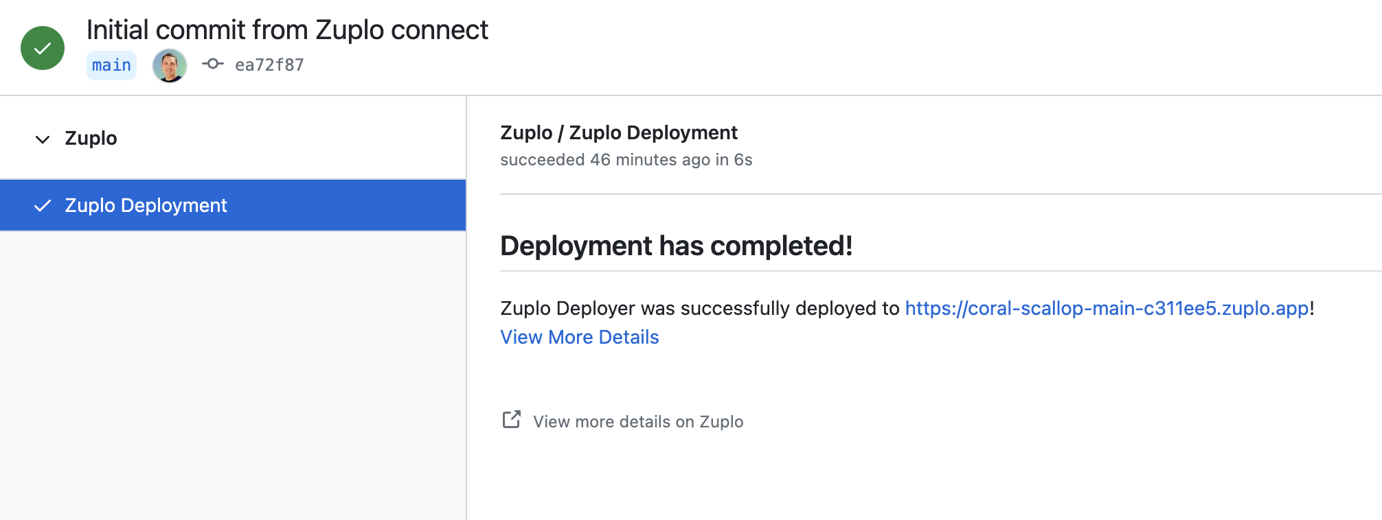 Zuplo deployment run result