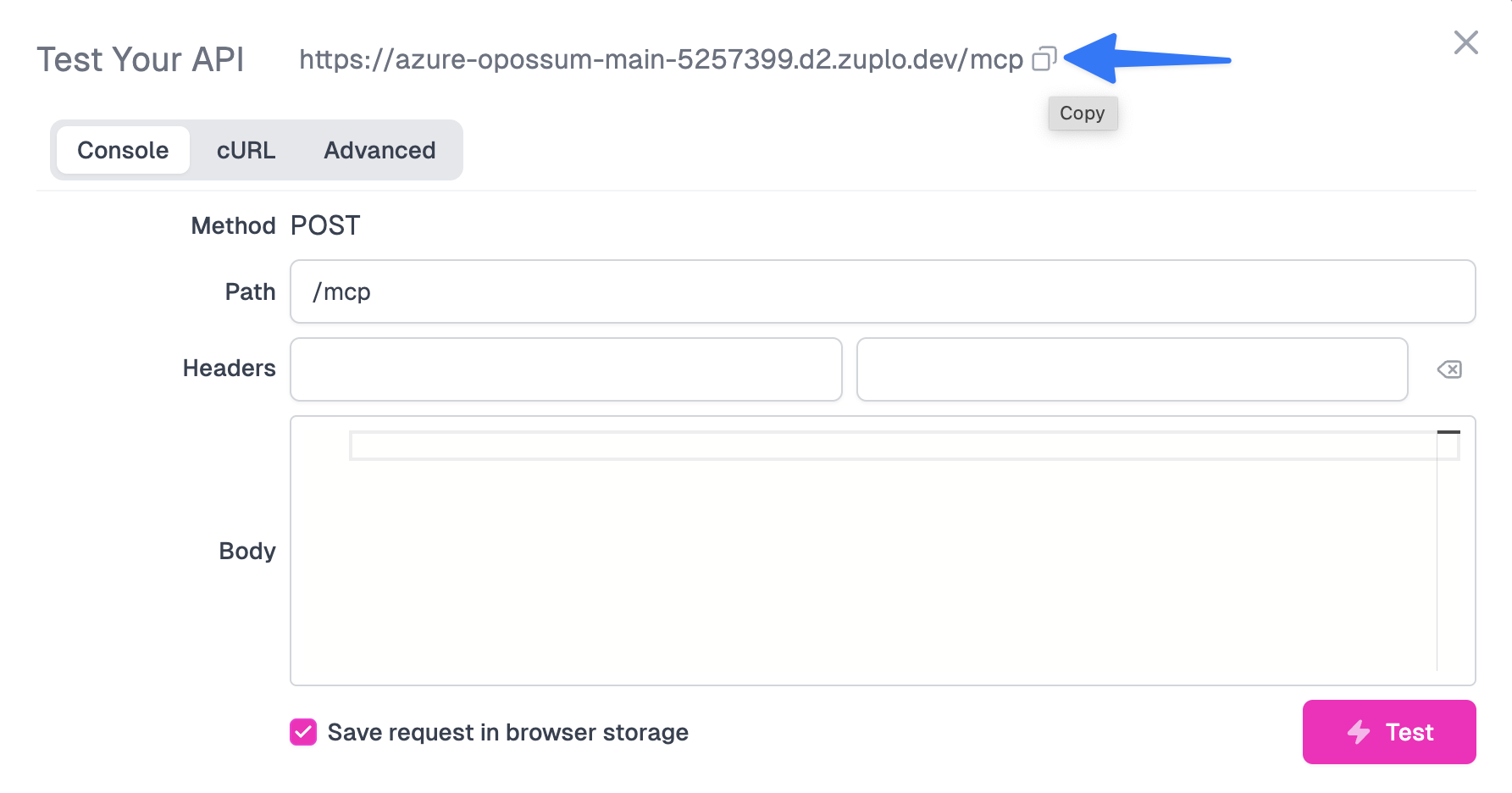 Copy MCP Server URL