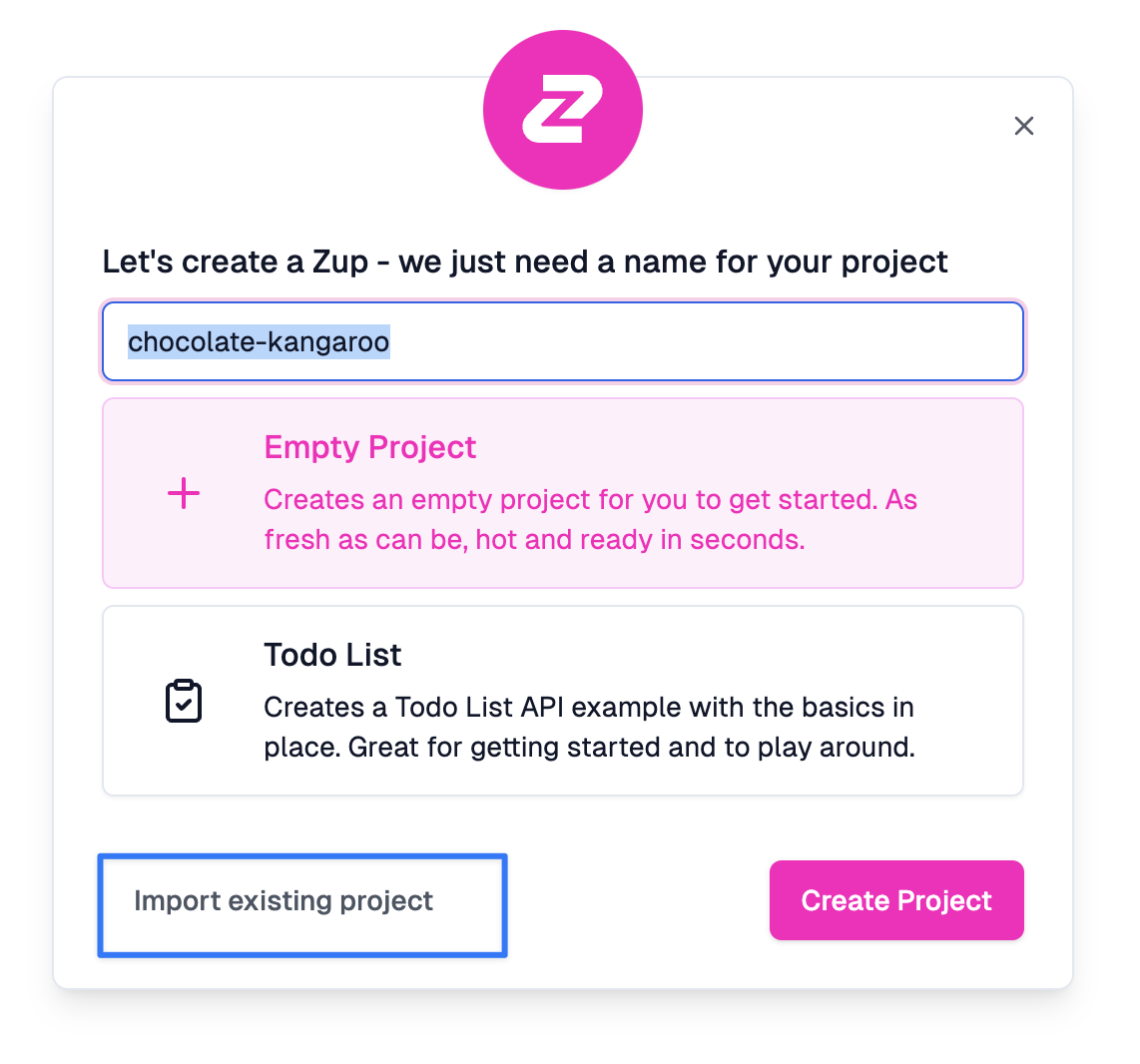 Import existing project to Zuplo