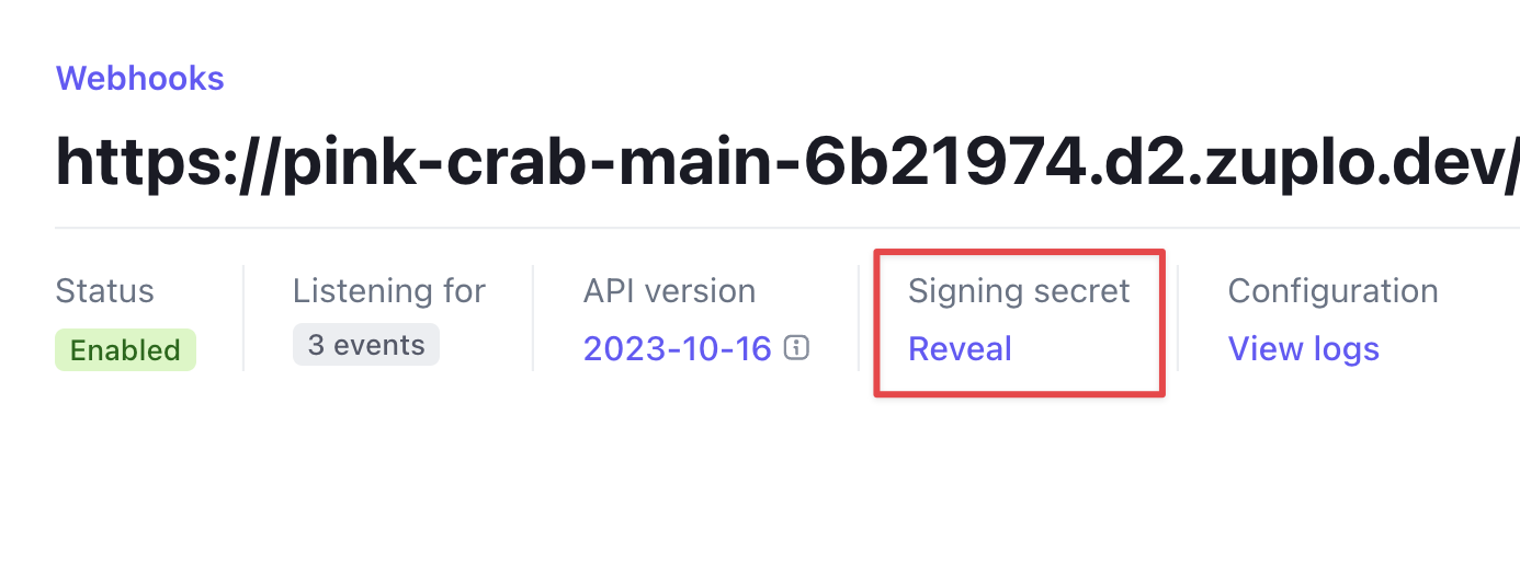 Stripe webhook signing secret