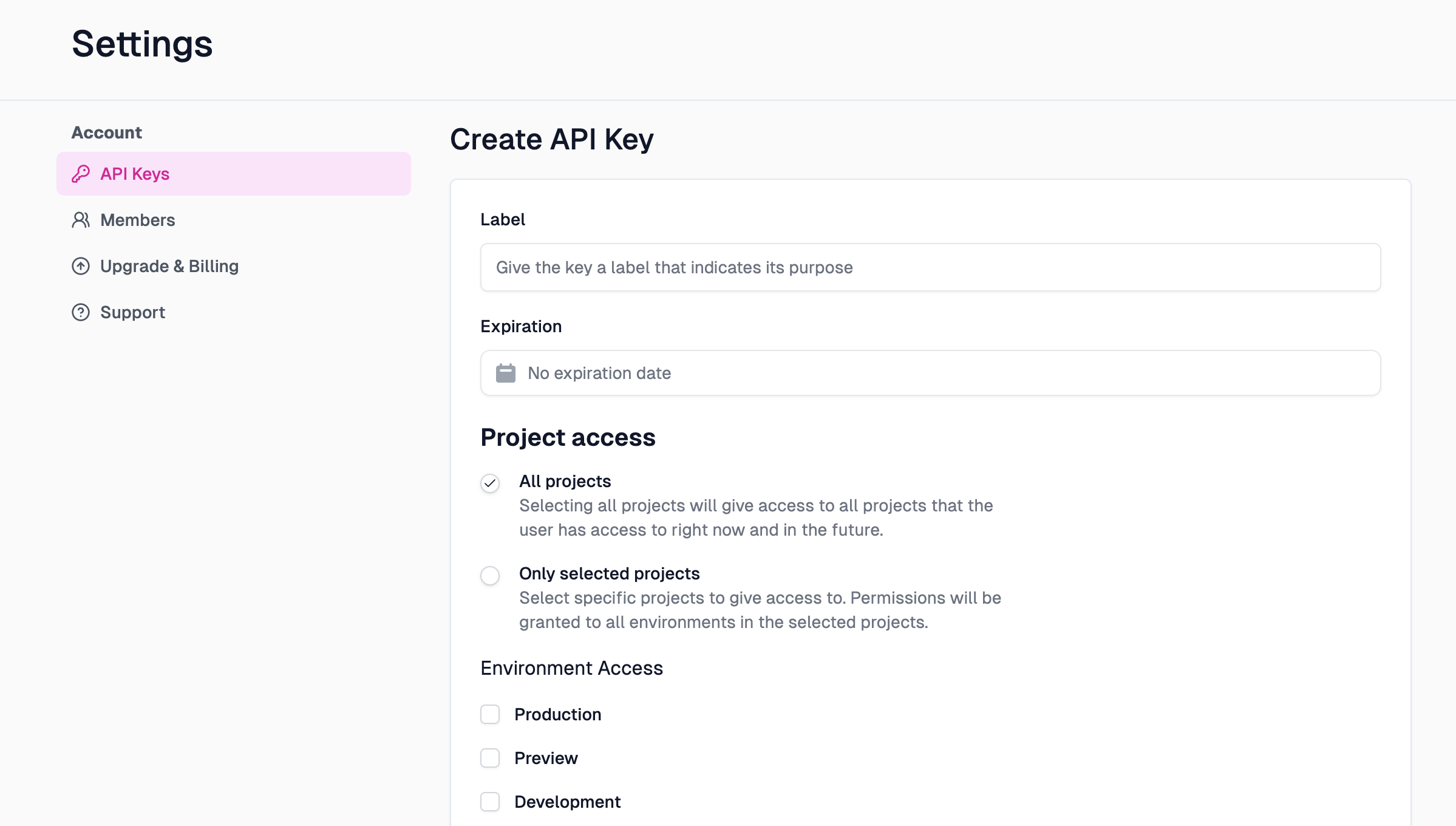 Create API Key