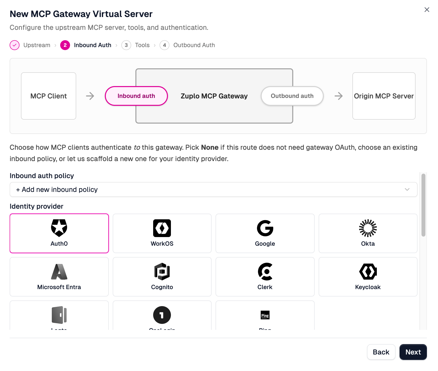 Choose Auth0 as the identity provider