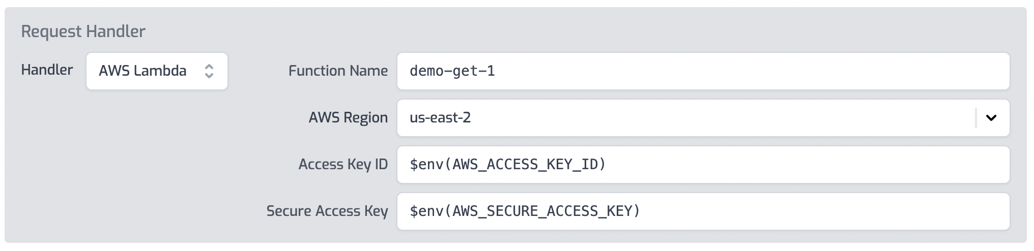 AWS handler configuration