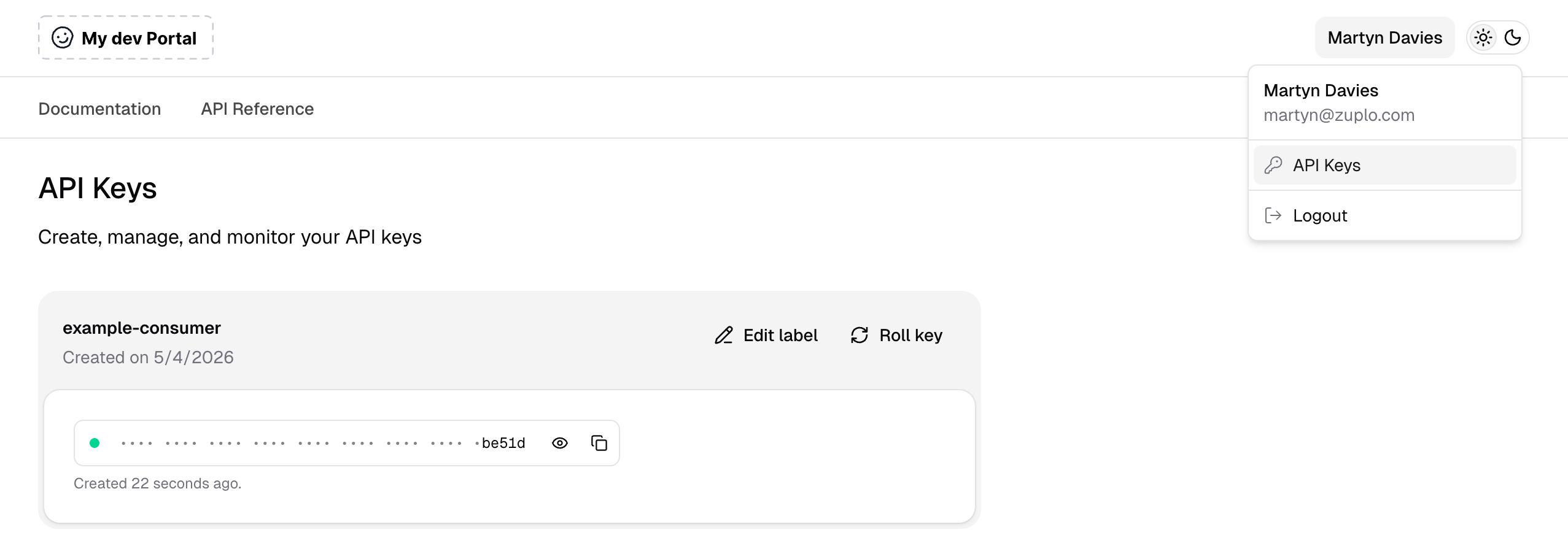 API Keys in Developer Portal