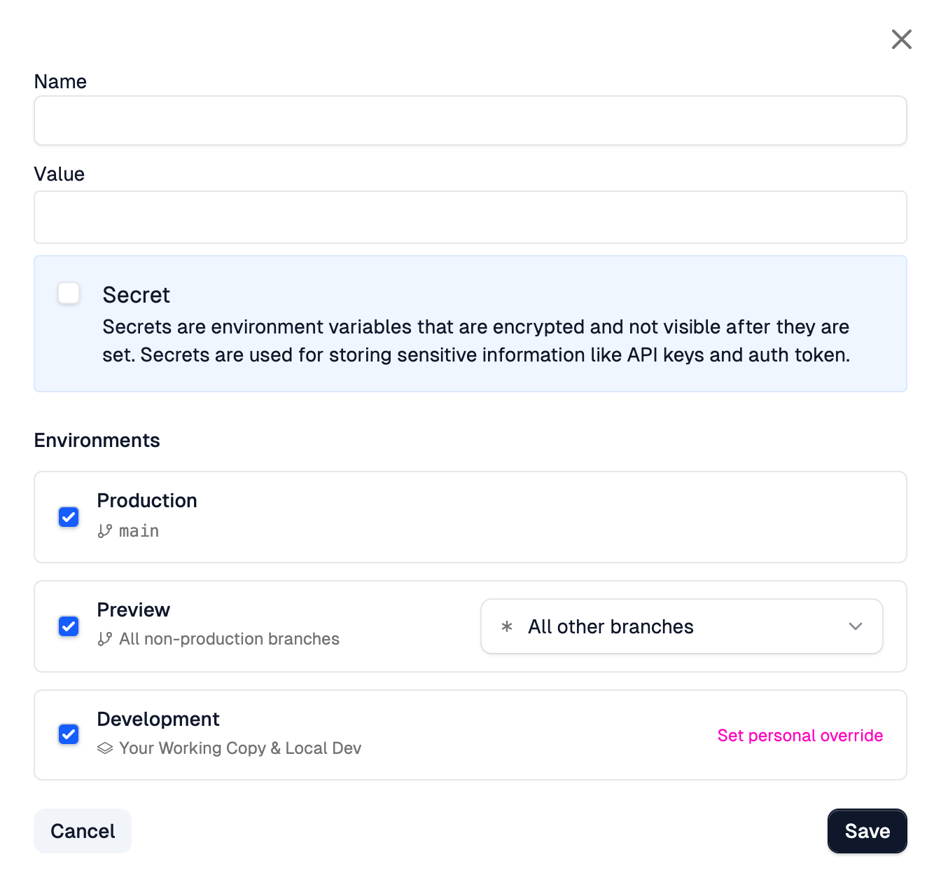 Adding a new environment variable