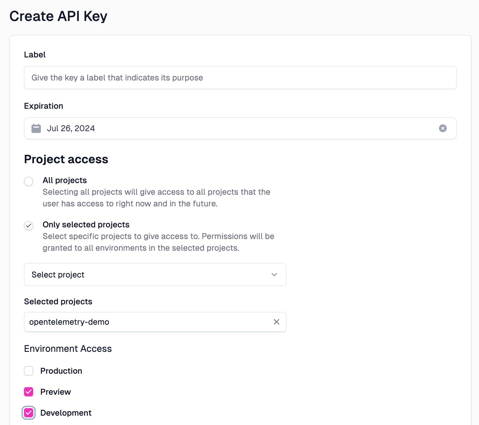 Create API Key