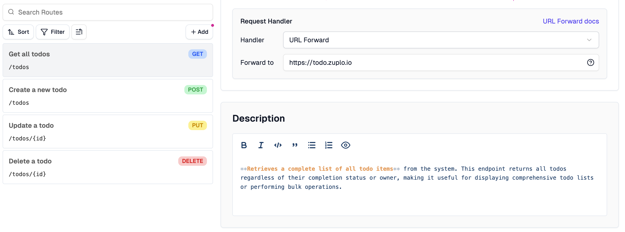 Route description editor
