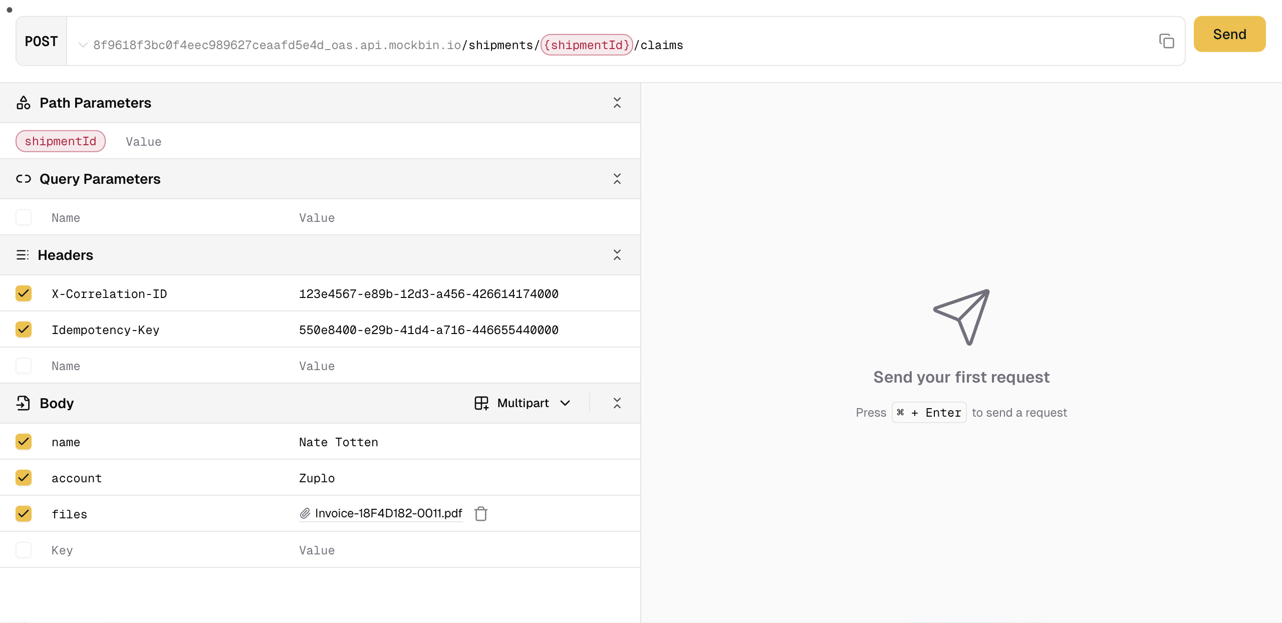File upload in API Playground