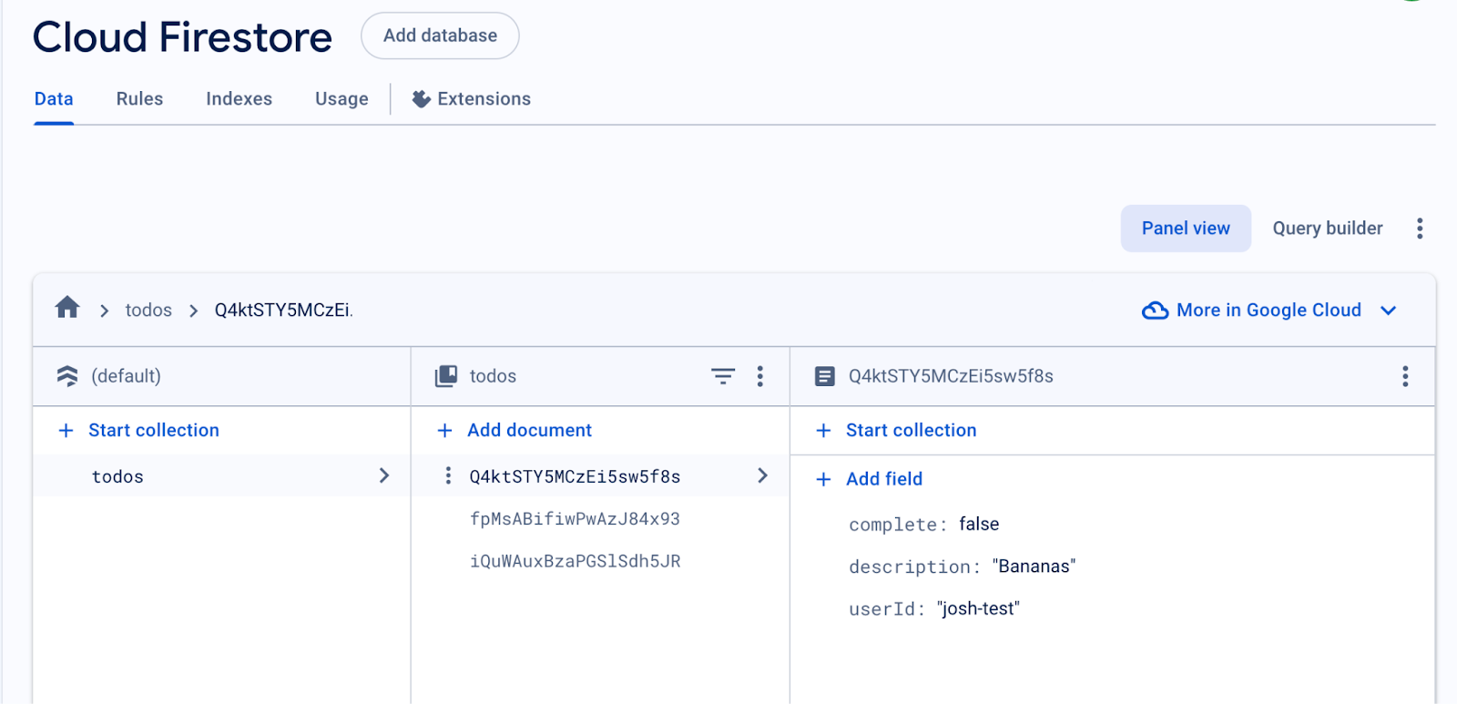 Checking firestore logs