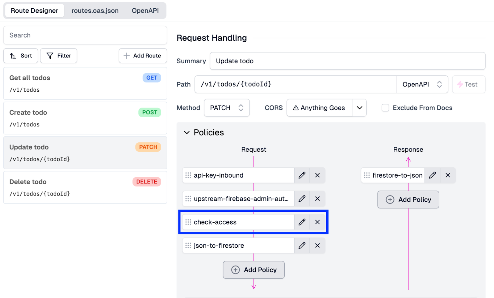 Adjusting policy order