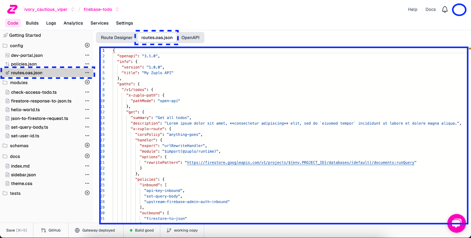 Accessing the openAPI file