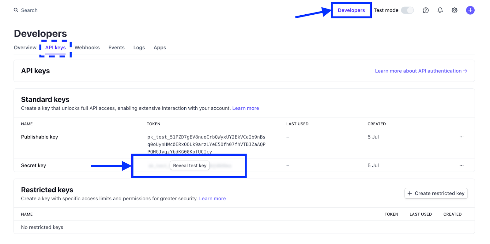 Getting a stripe API key