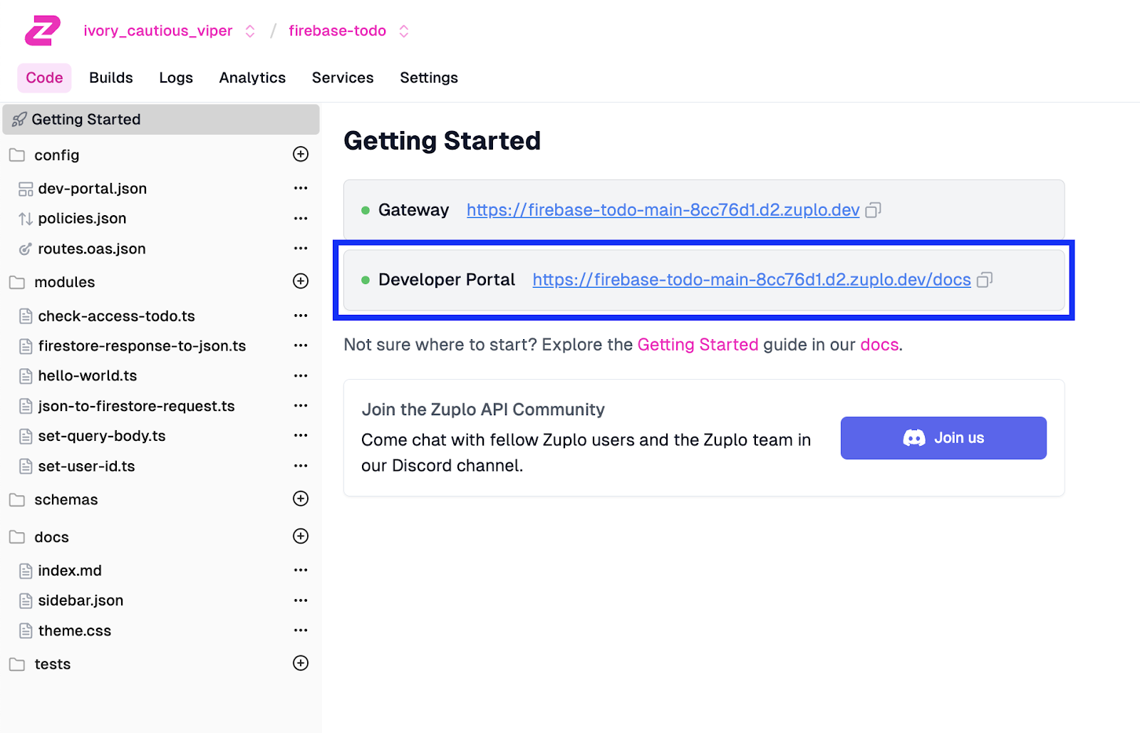 accessing the Zuplo developer portal