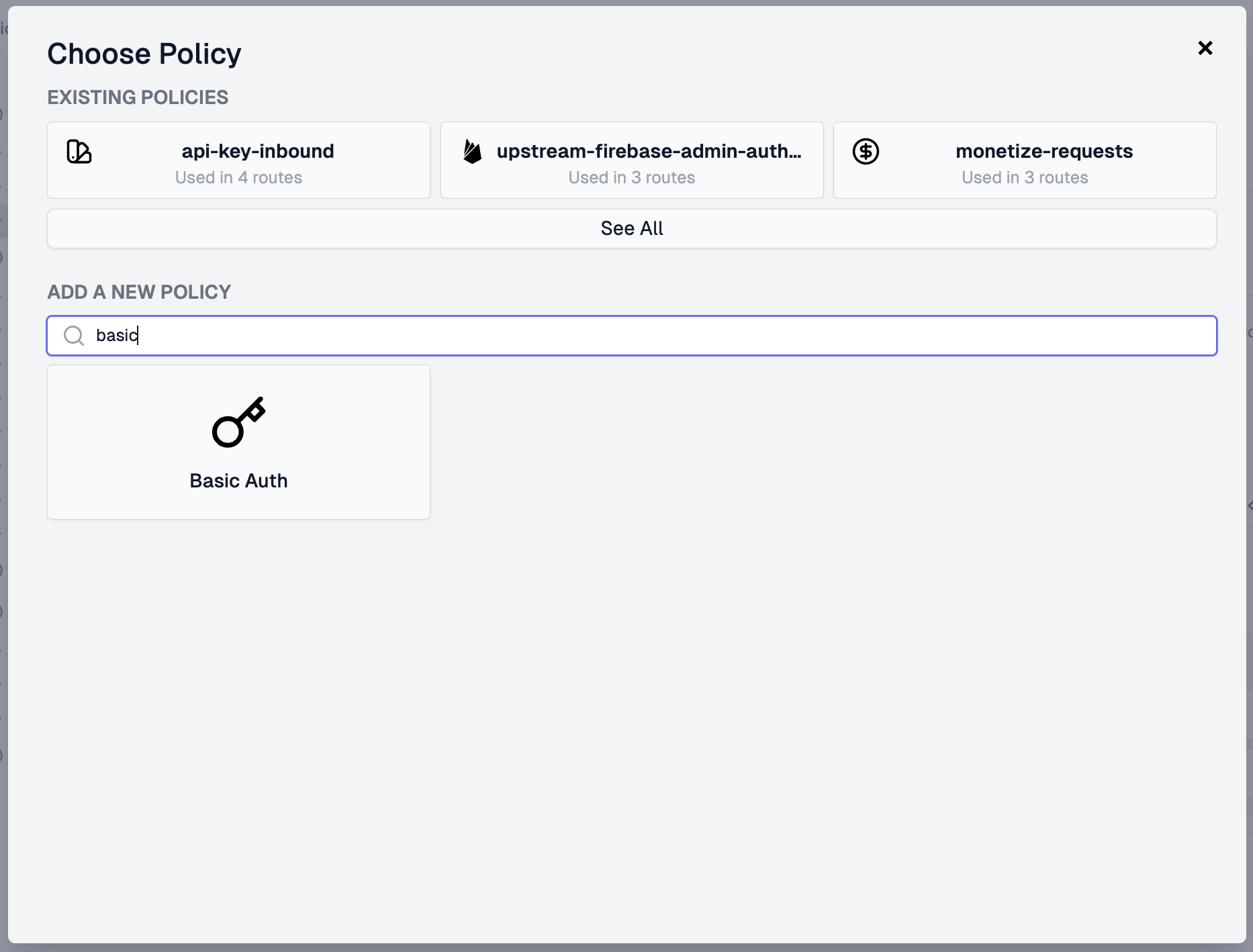 choose policy modal