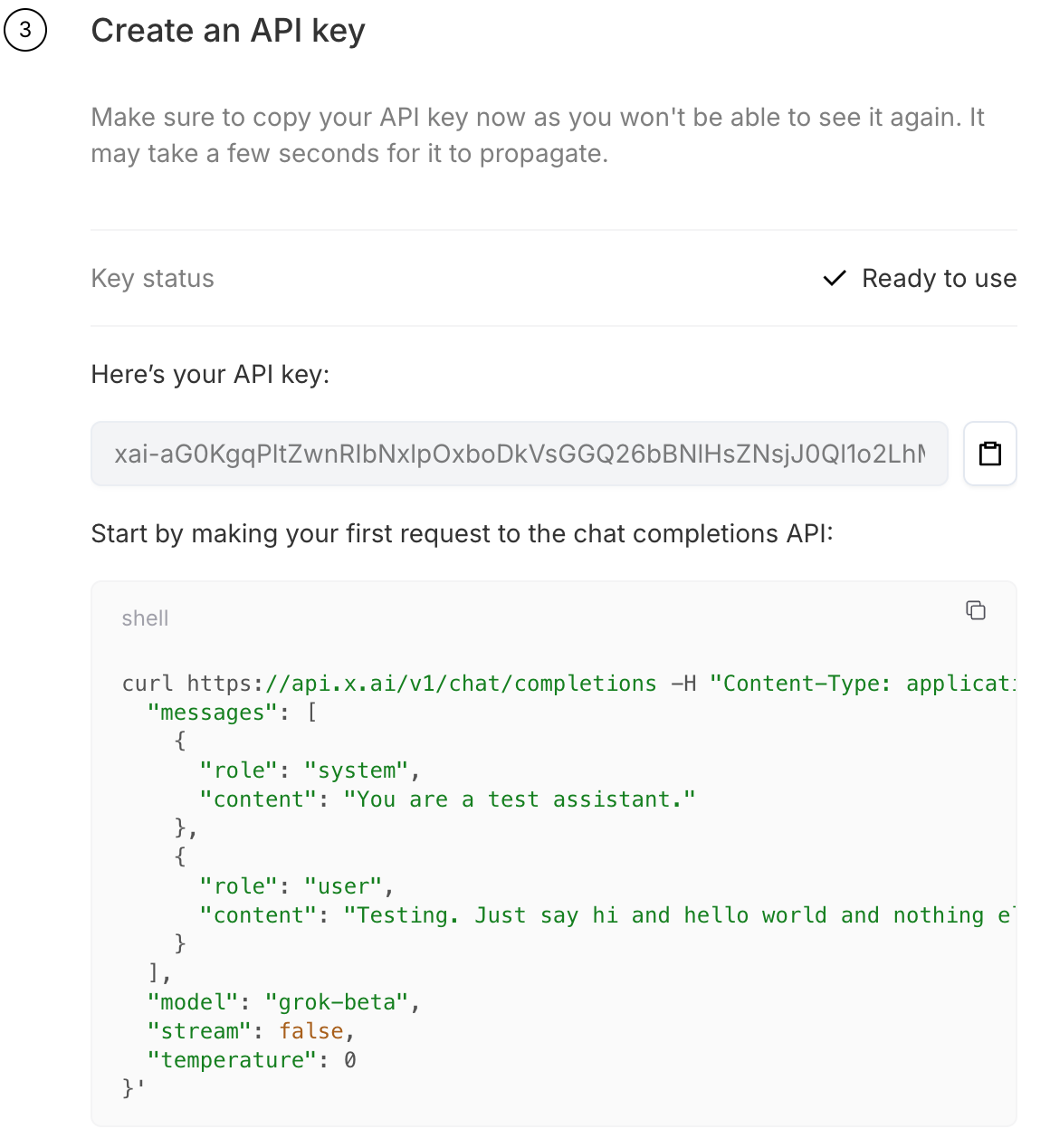 xAI API key onboarding