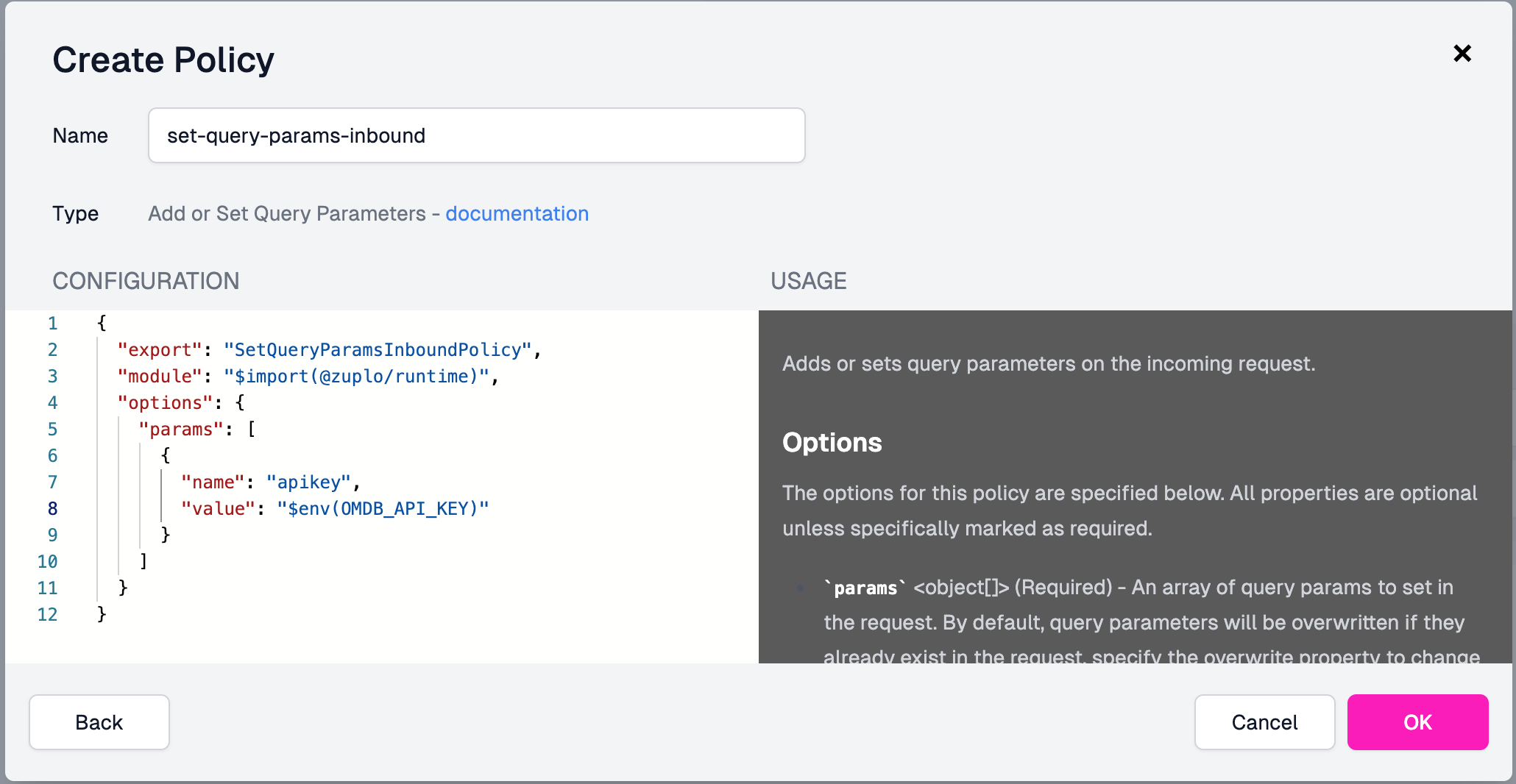 query param policy