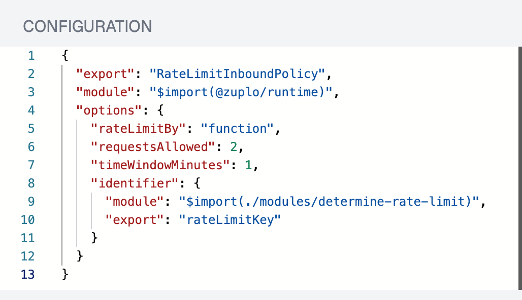 Rate limiting policy