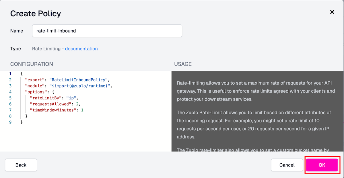 Adding rate limiting