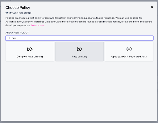 Choose rate limit policy