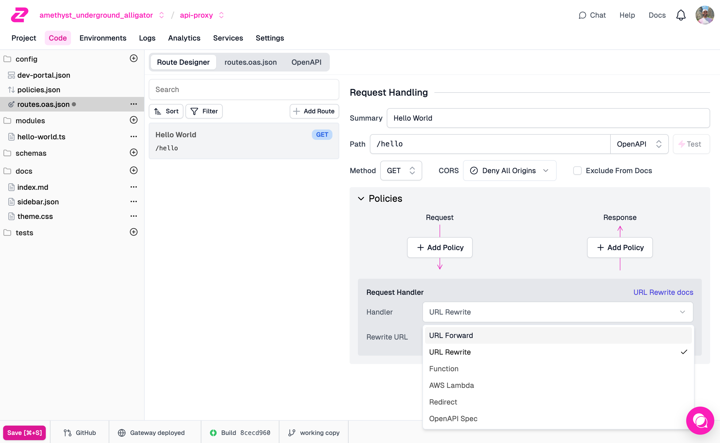 URL rewrite handler