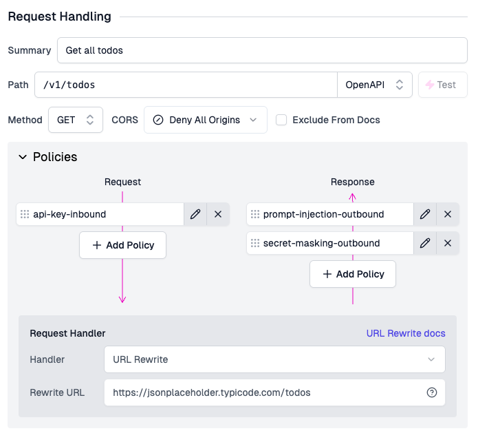 Both of the policies on a single Response for a route