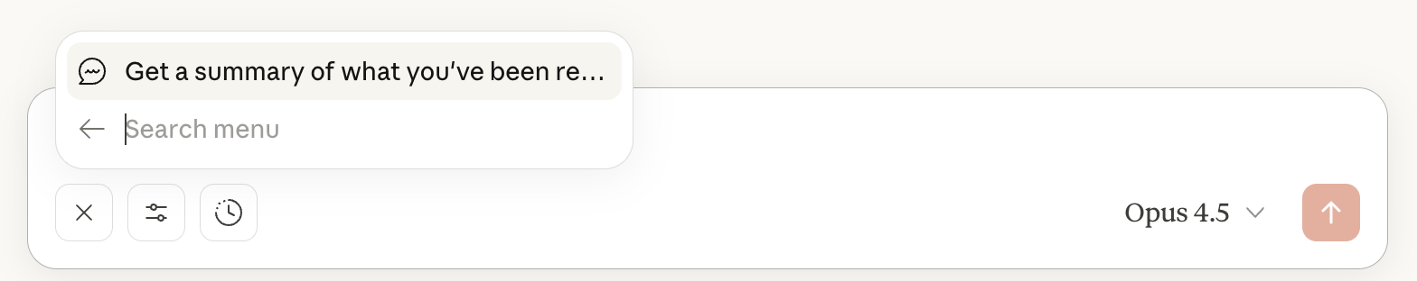Selecting the prompt for use in the Claude Desktop app
