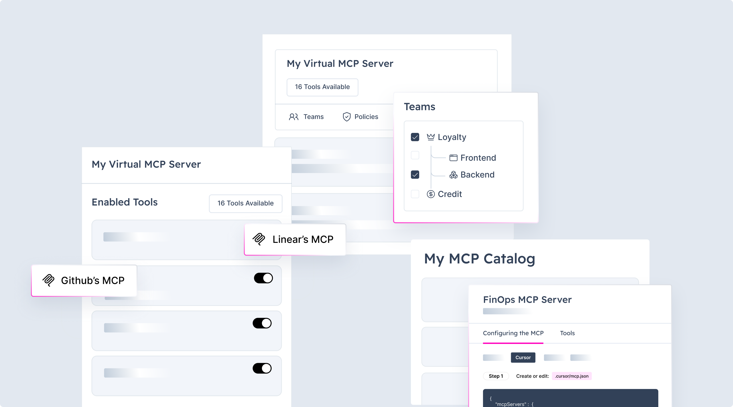 Virtual MCP Servers are presented to users in an MCP catalog, making it easy for users to discover and install what is available to them