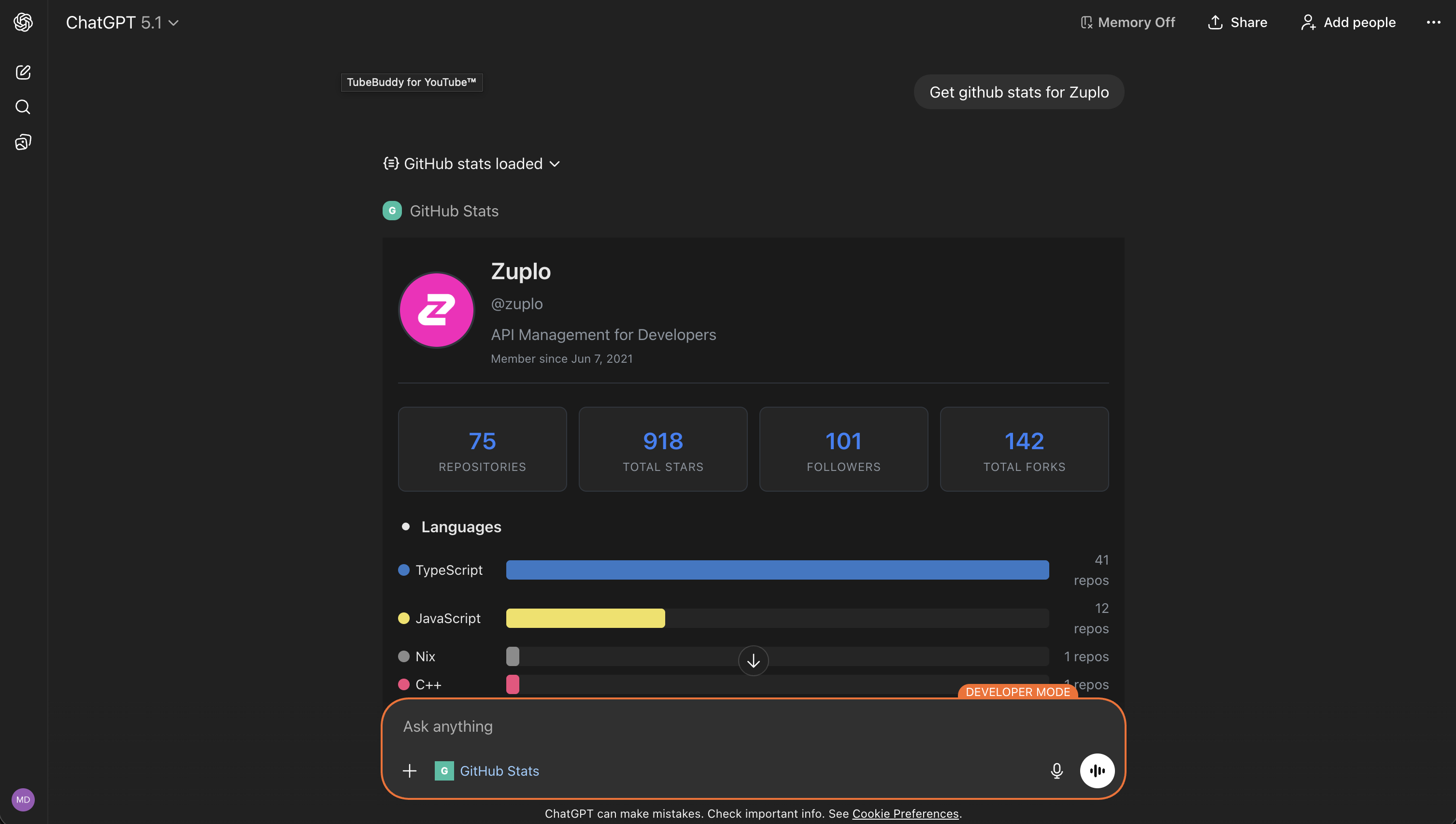 The final app in use in ChatGPT