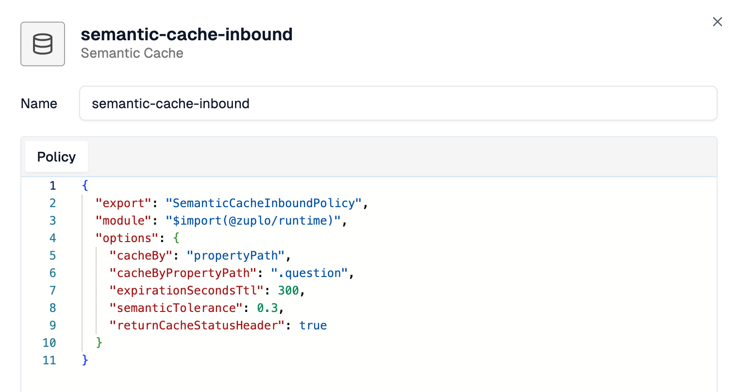 The Semantic Caching Configuration in Zuplo
